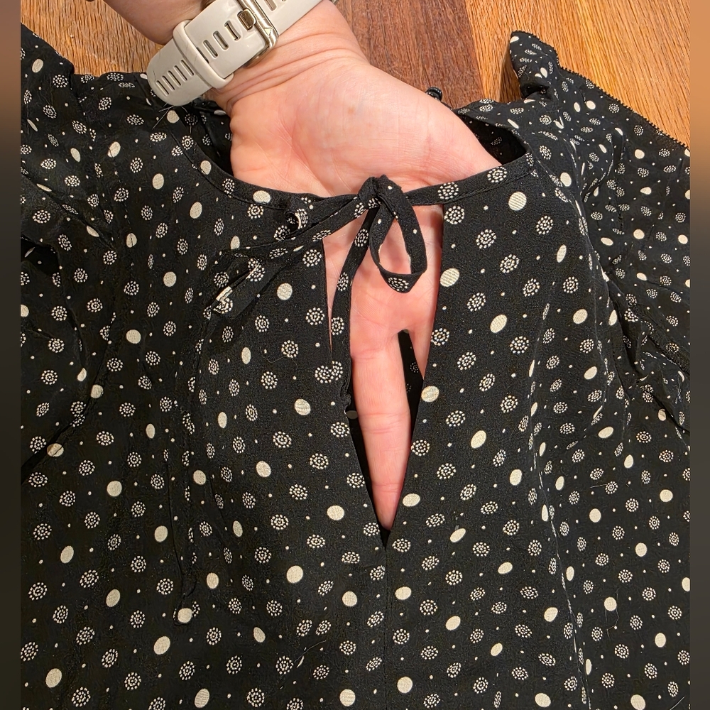 Madewell Silk Petal Play Romper Black Polka Dot Size XXS - Picture 5 of 9